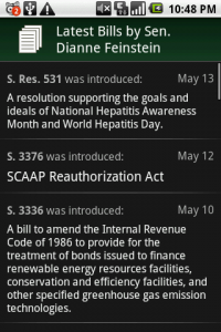 Top Android App Congress Bills
