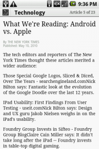 Top Android App NYTimes News Article