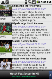 Top Android App 2010 World Cup News