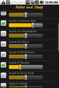 Top Android App Relax and Sleep Sound Menu
