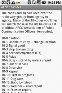Top Android App Scanner Radio 10-codes