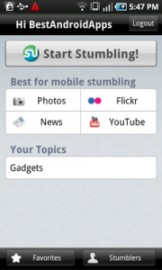 Top Android App StumbleUpon Home