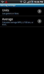 Top Android App Gas Log Settings
