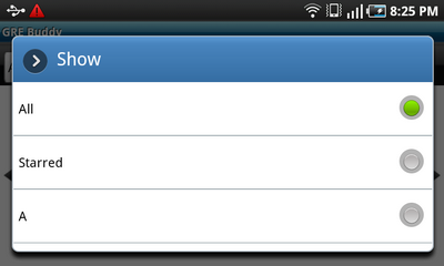 Top Android App GRE Buddy Word Choices