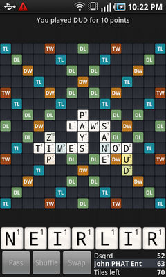 Top Android Game WordFeud Gameboard