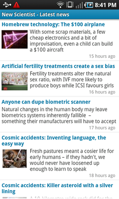 Top Android App New Scientist Article List
