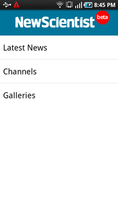 Top Android App New Scientist Home