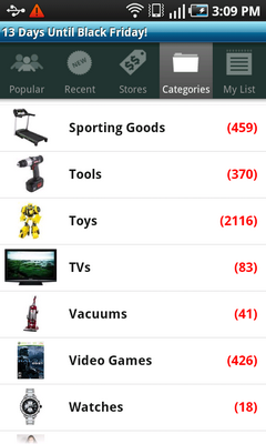 Top Android App TGI Black Friday Categories
