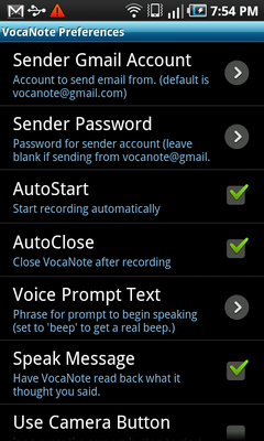 Top Android App VocaNote Preferences