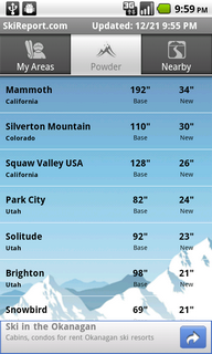 Top Android App Ski Report Powder List