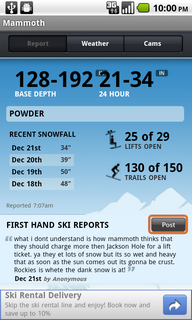 Top Android App Ski Report Resort Details