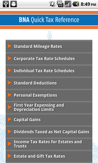 Top Android App BNA Quick Tax Reference Home