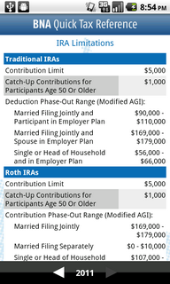 Top Android App BNA Quick Tax Reference IRA