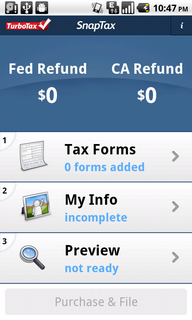 Top Android App TurboTax SnapTax Federal Refund