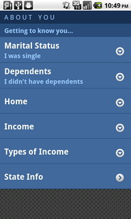 Top Android App TurboTax SnapTax Personal Details