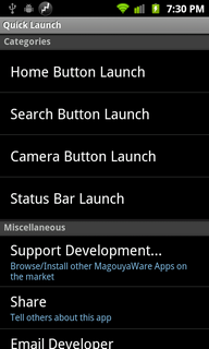 Top Android App Quick Launch Settings