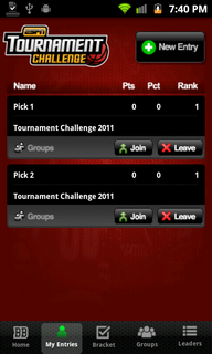 Top Android App ESPN Bracket Bound 2011 Entries