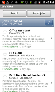 Top Android App Job Search Results List