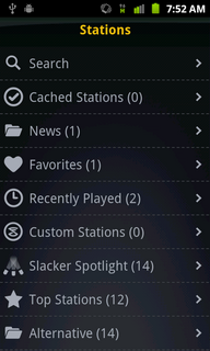 Top Android App Slacker Radio Home