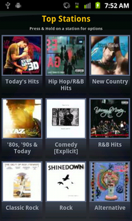 Top Android App Slacker Radio Station Selection Grid