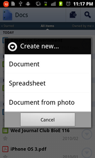 Top Android App Google Docs Create New
