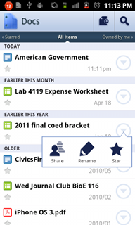Top Android App Google Docs Document Options