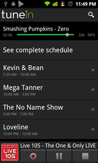 Top Android App TuneIn Radio Complete Schedule