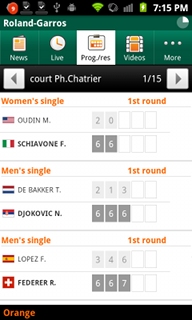 Top Android App Roland-Garros 2011 French Open Scoreboard