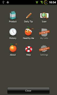 Top Android App Fooducate Menu Options