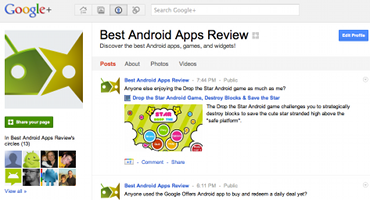 Best Android Apps Review Google+ Page Screenshot